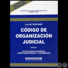 CDIGO DE ORGANIZACIN JUDICIAL LEY 879/1981 - EDICIN 2009
